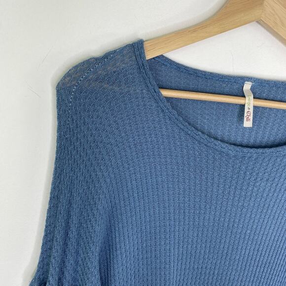 Lime N Chili Blue Pattern Long Sleeve Waffle Knit Top Women's Size Small S - Picture 3 of 7